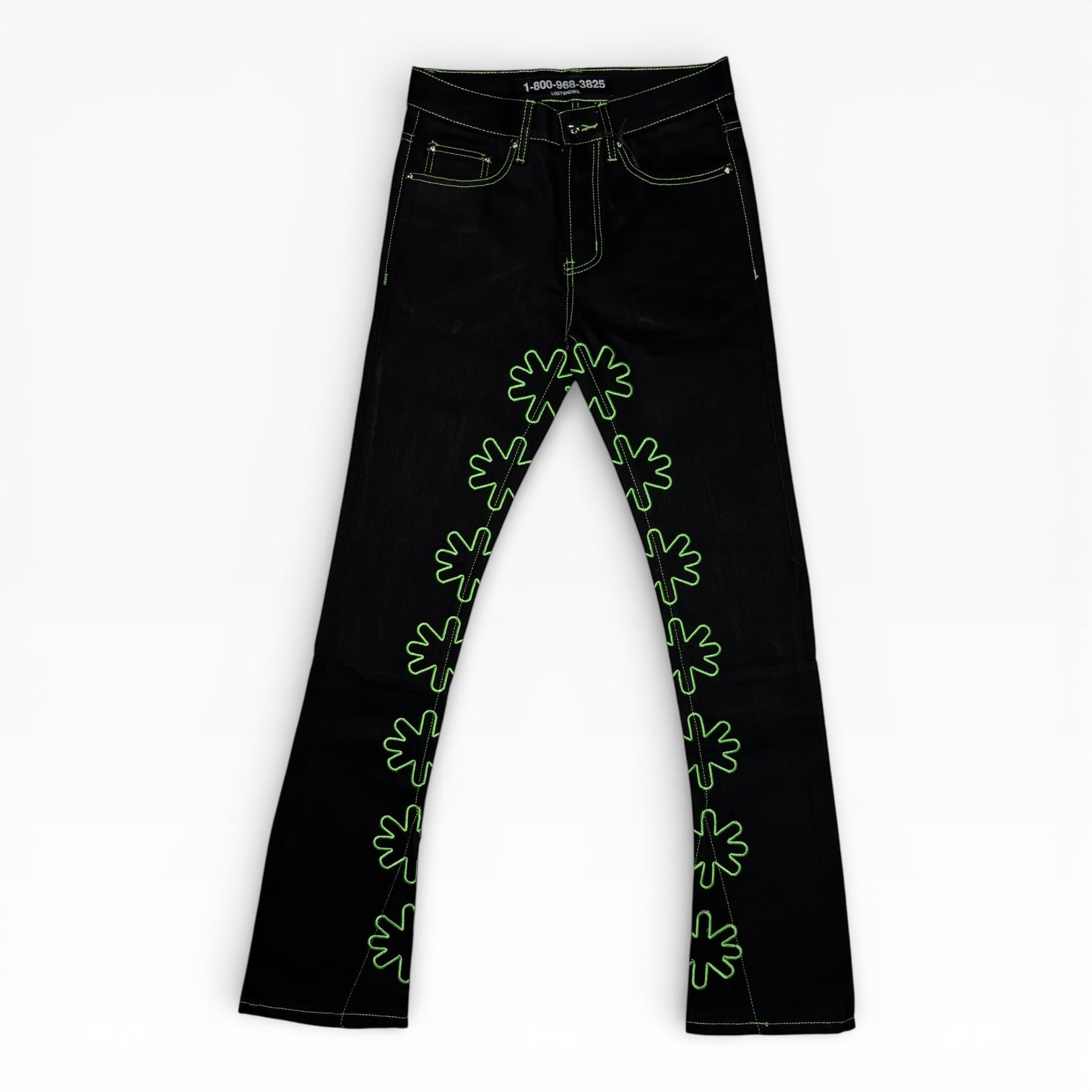 OUTLINE DENIM JEANS BLACK/GREEN